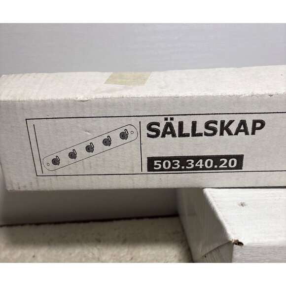 Ikea SÄLLSKAP Wall Mounted Coat Rack 5 Metal Hooks Modern Black 19.5" x 2.25" - Picture 8 of 9